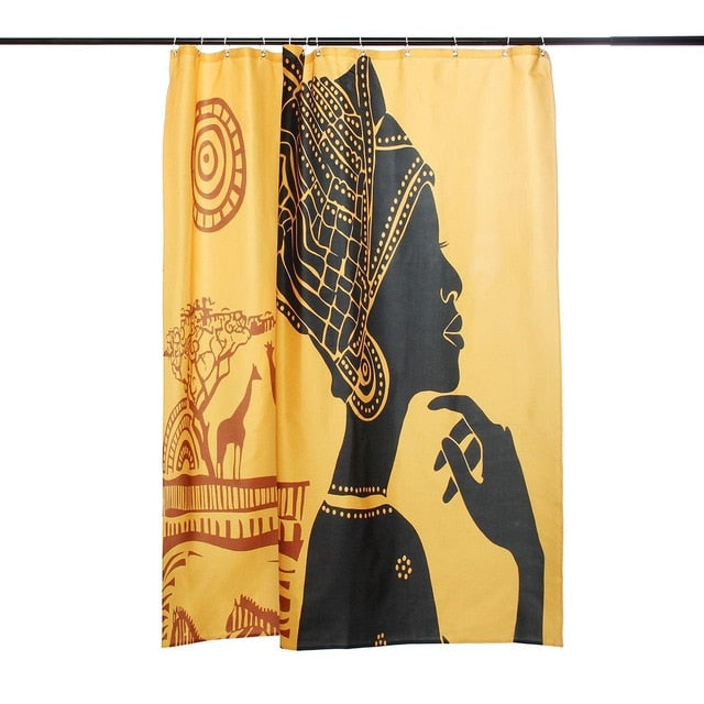 4pcs/set Shower Curtain Bath Mat Set African Woman Pattern Pedestal Rug Lid Toilet Cover Anti-slip Mat Bathroom Curtains