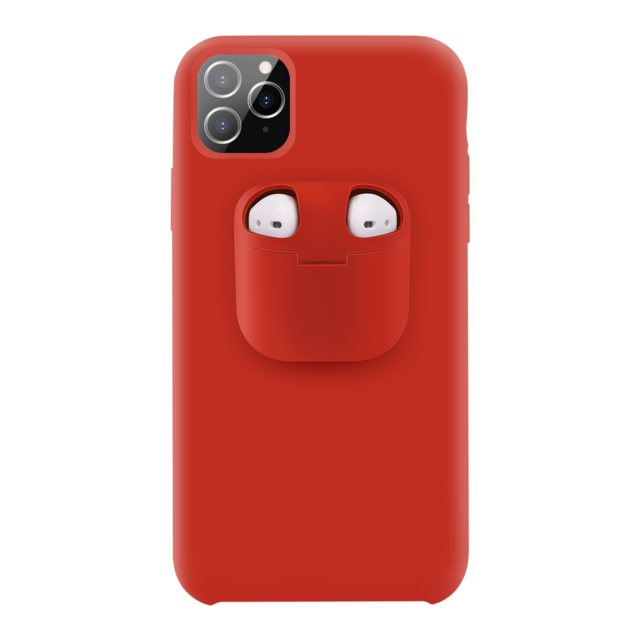 2 in 1 Fashion Liquid Silicone Phone Case For iPhone 11 Pro X XR XS Max Case Shockproof Earphone Charging Box Cover For Airpods