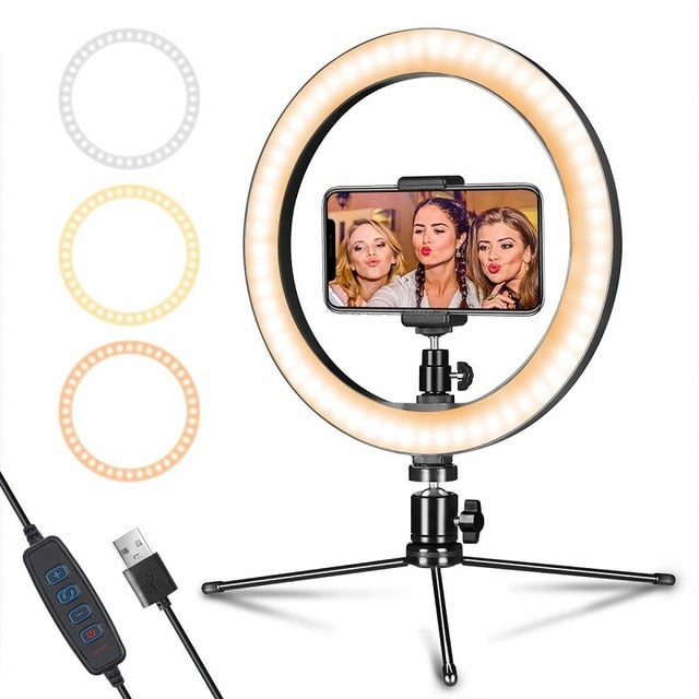LED Ring Light with Tripod Stand Phone Holder YTOM 10" Selfie Ring Light Makeup Phone Ring Lamp for YouTube Video Photography