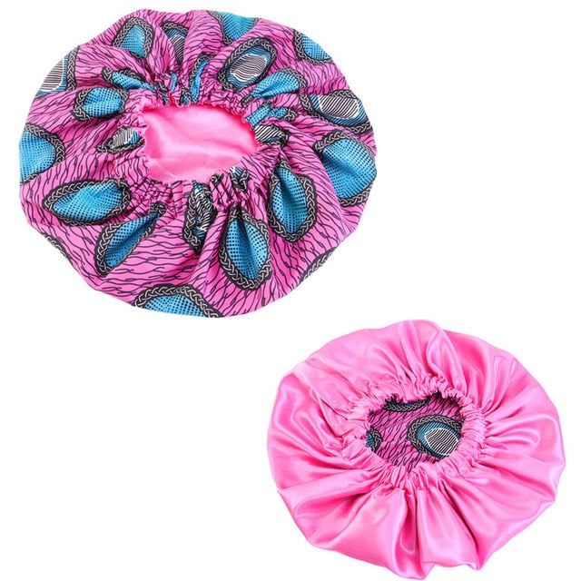 African Print Satin Bonnet With Long Ribbon Wrap Double Layer Headwrap Ankara Pattern Women Hair Cover Large Size Hair Wrap Cap
