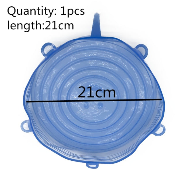 6pcs Silicone Caps Silicone Food Lids Adaptable Silicone Caps Silicone Cap Elastic Silicone Food Cover Cookware Bowl Reusable