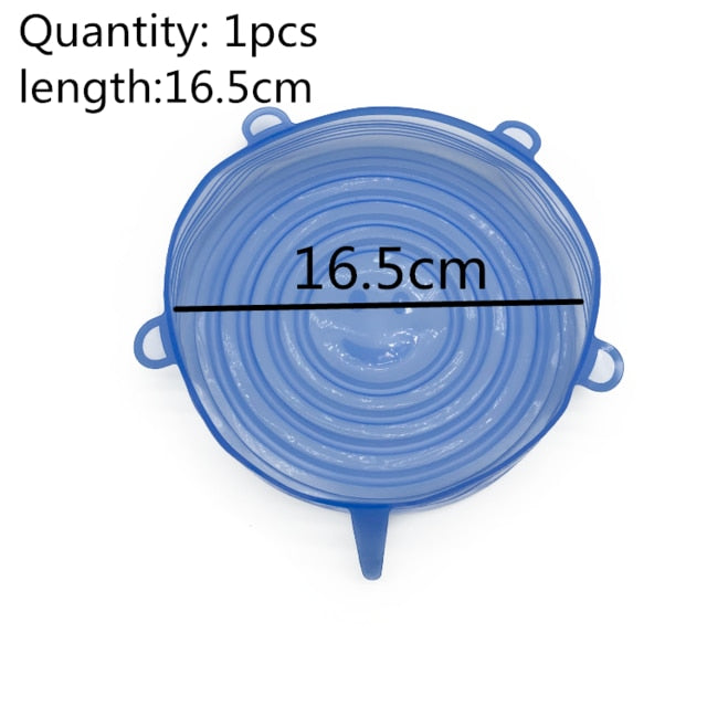6pcs Silicone Caps Silicone Food Lids Adaptable Silicone Caps Silicone Cap Elastic Silicone Food Cover Cookware Bowl Reusable