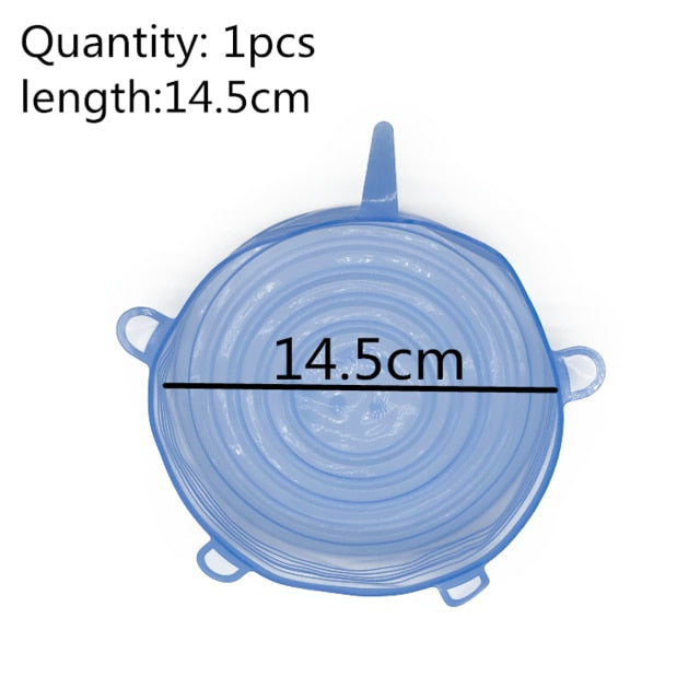 6pcs Silicone Caps Silicone Food Lids Adaptable Silicone Caps Silicone Cap Elastic Silicone Food Cover Cookware Bowl Reusable