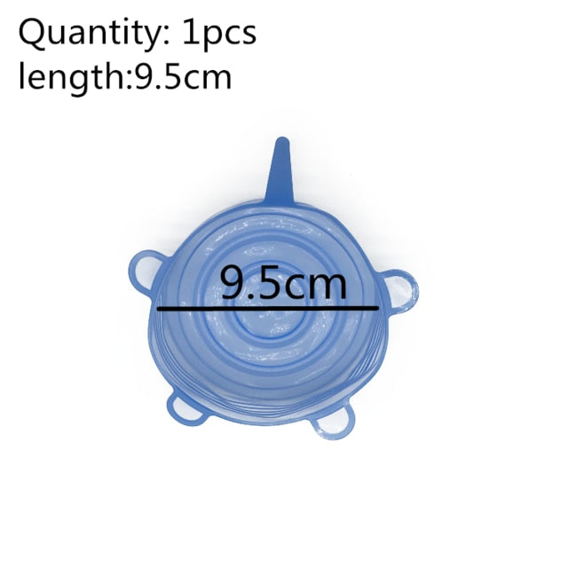 6pcs Silicone Caps Silicone Food Lids Adaptable Silicone Caps Silicone Cap Elastic Silicone Food Cover Cookware Bowl Reusable