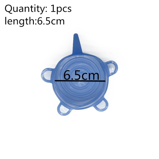 6pcs Silicone Caps Silicone Food Lids Adaptable Silicone Caps Silicone Cap Elastic Silicone Food Cover Cookware Bowl Reusable