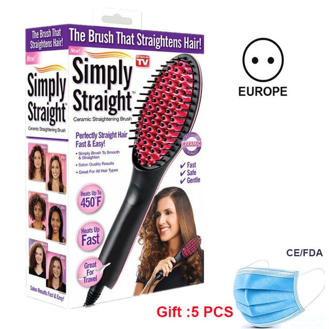 Pro Straightening Irons Electric Simply Hair Straightener Brush Styling Hair Straightener Comb Hair Care Auto Massager Fast Hair