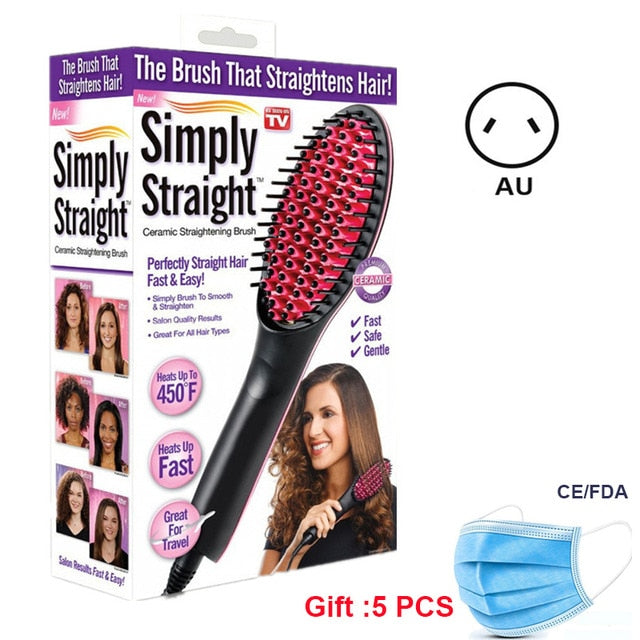 Pro Straightening Irons Electric Simply Hair Straightener Brush Styling Hair Straightener Comb Hair Care Auto Massager Fast Hair