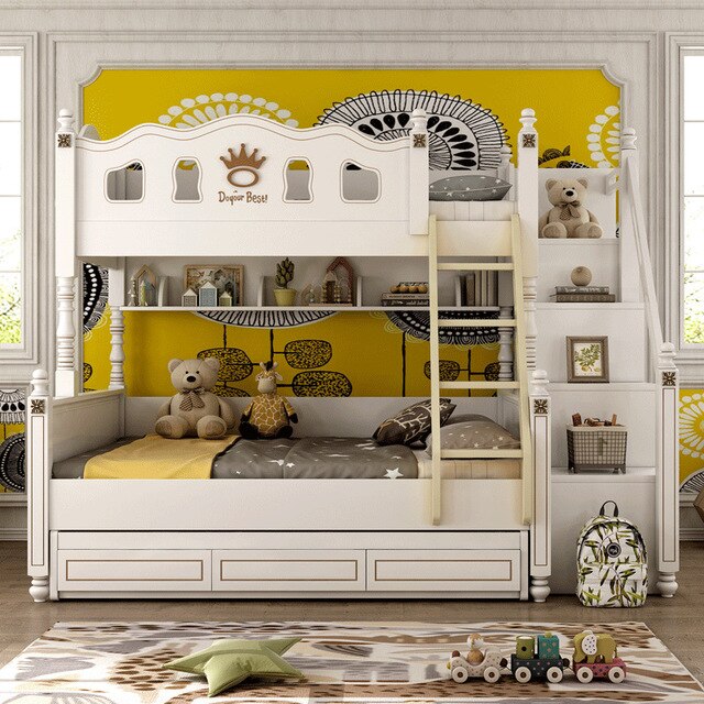 Solid wood children's bed high and low bed bunk princess bed multi-function two-story