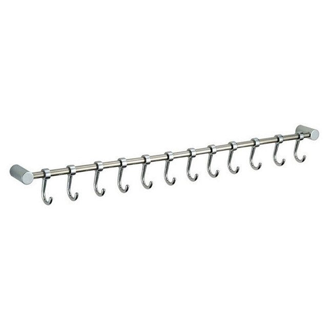 Best 12 Hooks Kitchen Utensil & Cupboard Wall Hanging Rail Rack Bathroom Holder Tool