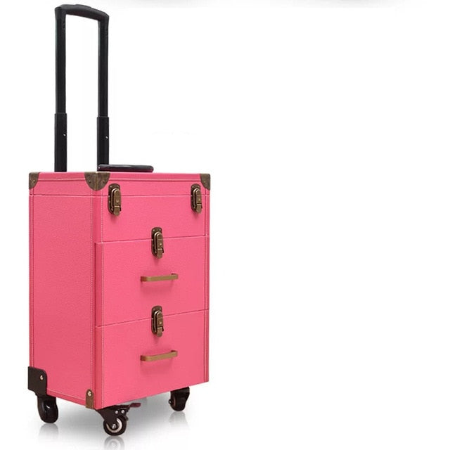 Makeup Trolley luggage box Women cosmetic bag on wheels Nail tattoo Trolley Case suitcase multifunctional beauty case Toolbox