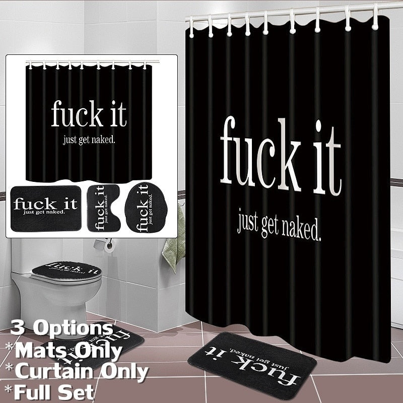 Personalized Bathroom Set Non-Slip Pedestal Rug Lid Toilet Seat Cover Bath Floor Mat Polyester Shower Curtain Bathroom Decor