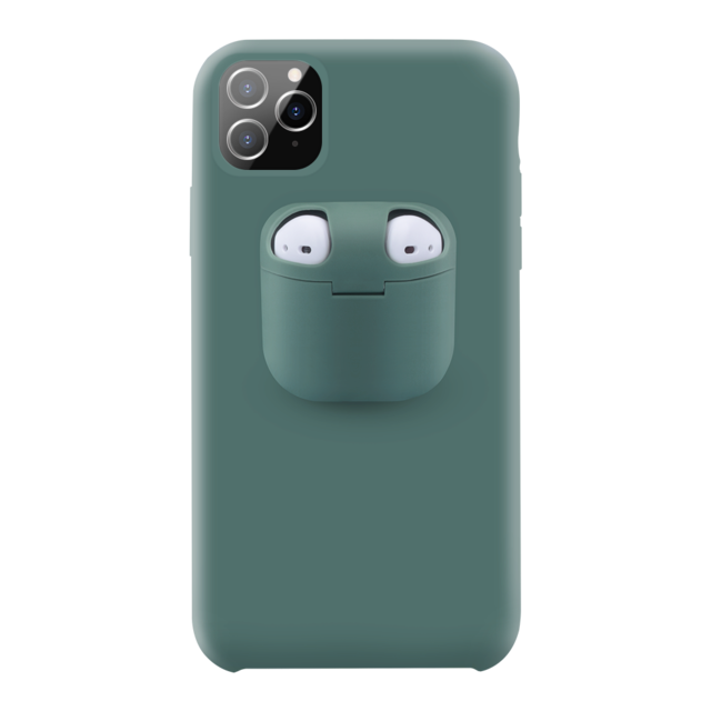 2 in 1 Fashion Liquid Silicone Phone Case For iPhone 11 Pro X XR XS Max Case Shockproof Earphone Charging Box Cover For Airpods