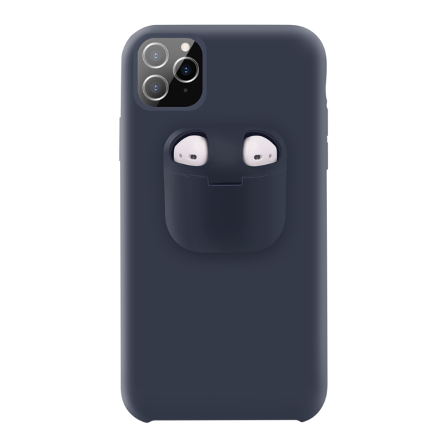 2 in 1 Fashion Liquid Silicone Phone Case For iPhone 11 Pro X XR XS Max Case Shockproof Earphone Charging Box Cover For Airpods