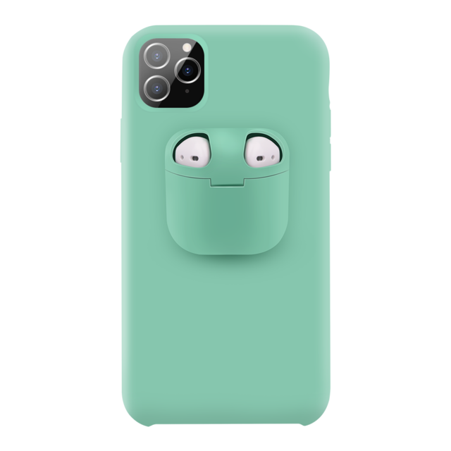 2 in 1 Fashion Liquid Silicone Phone Case For iPhone 11 Pro X XR XS Max Case Shockproof Earphone Charging Box Cover For Airpods