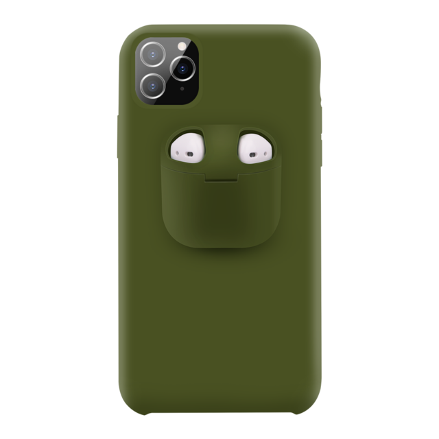 2 in 1 Fashion Liquid Silicone Phone Case For iPhone 11 Pro X XR XS Max Case Shockproof Earphone Charging Box Cover For Airpods