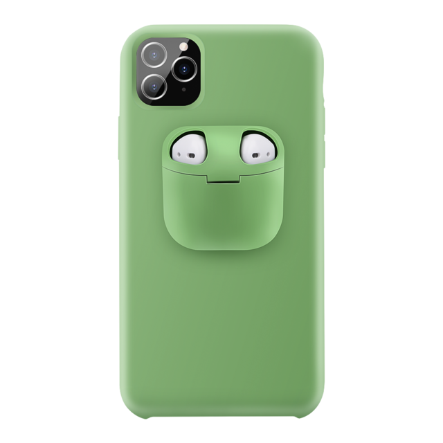 2 in 1 Fashion Liquid Silicone Phone Case For iPhone 11 Pro X XR XS Max Case Shockproof Earphone Charging Box Cover For Airpods