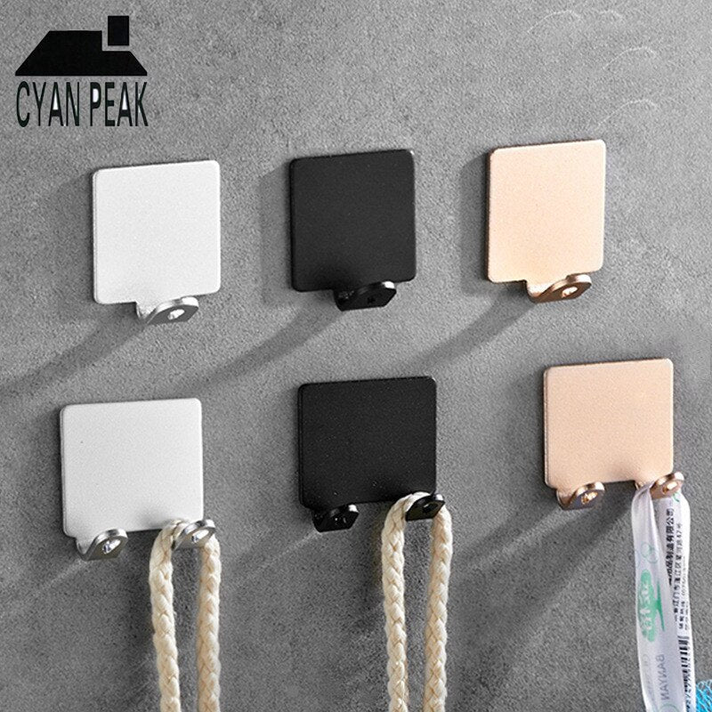 Aluminum Wall Key Hanger Crochet Hook Bathroom Accessories Clothes Coat Adhesive Hook Hangers Storage Rack Kitchen Hooks