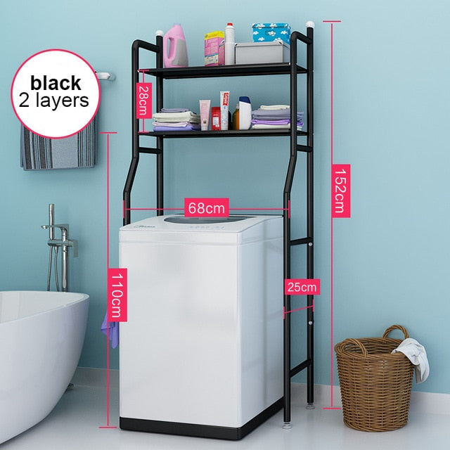 Thicken Stainless Steel Rack Toilet Cabinet Shelving Kitchen Washing Machine Rack Bathroom Space-saving Shelf clean Finish Hold