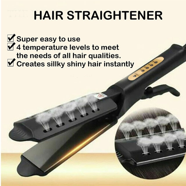 Four-Gear Adjustable Temperature Ceramic Steam Hair Curler Straightener Brush Home Flat Iron straightener Hot Comb Hair Tools