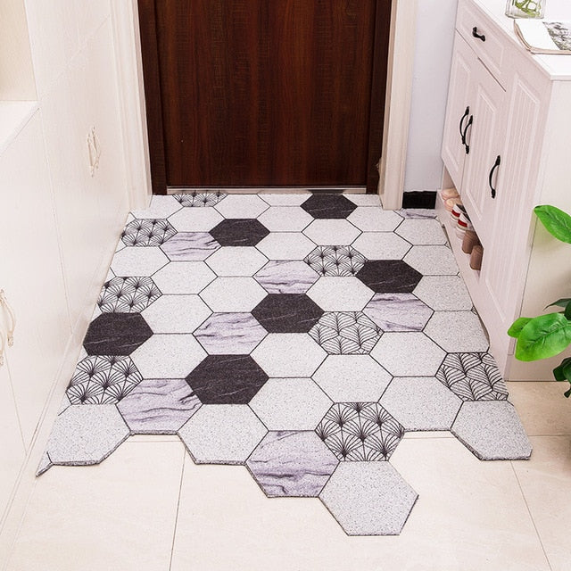 Custom Anti-slip Door Mat PVC Silk Loop Entrance Rubbing Irregular Shape Rug Nordic Minimalist Dust Carpet Kitchen Mat