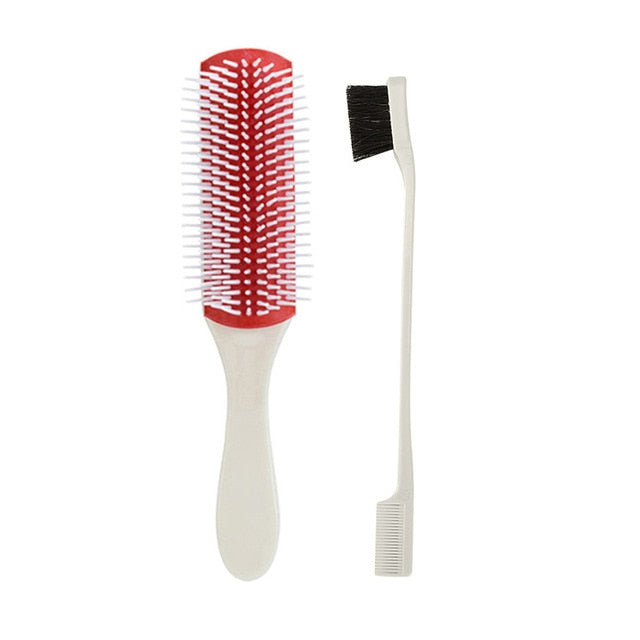 Denman Cushion Brush Nylon Bristles 9-Row Detangle Distribute Product Curly Hair