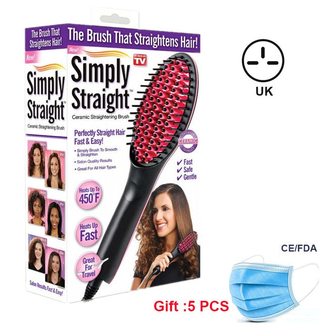 Pro Straightening Irons Electric Simply Hair Straightener Brush Styling Hair Straightener Comb Hair Care Auto Massager Fast Hair