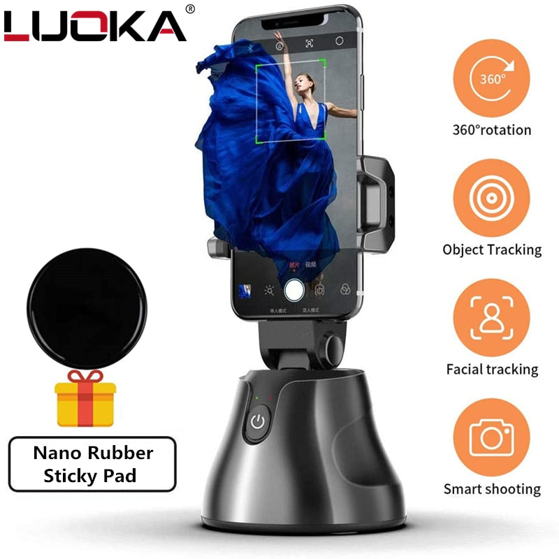 Cell Phone Tripods Cell Phone Holder 360° Rotation Auto Face Object Tracking Phone Camera Phone Mount Holder Selfie Sticks Stand