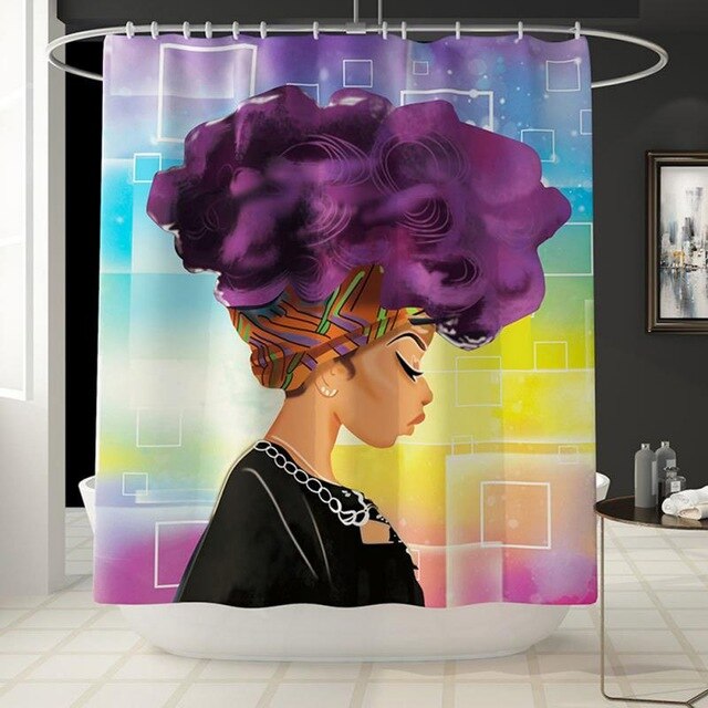 1pcs/3pcs/4pcs Set New Colorful African Women Printing Toilet Pad Cover Bath Mat Shower Curtain Set Restroom Toilet Accessories