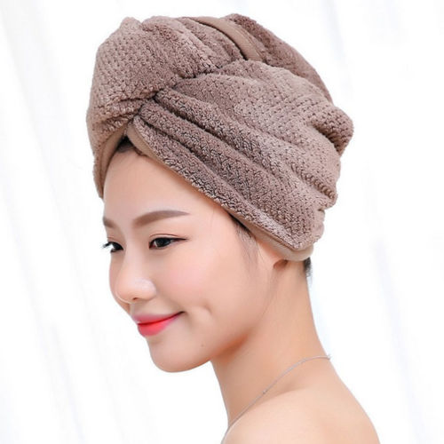 Hair Quick Drying Towel Turbie Twist Wrap Loop Button Bath Turban Dry Hair Cap Coral Velvet Shower Cap Quick Drying Strong Wate