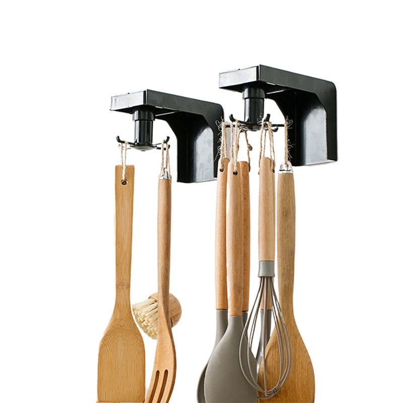 Retractable Rotating Hook Free Punching Kitchen Wall Rack Kitchenware Storage Finishing Rack