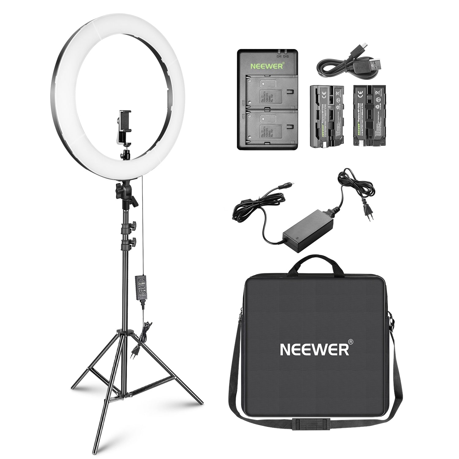 Neewer 20-inch LED Ring Light Kit for Makeup Youtube Video Blogger Salon - Adjustable Color Temperature Battery DC Power Option