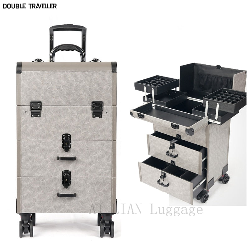 Makeup Trolley luggage box Women cosmetic bag on wheels Nail tattoo Trolley Case suitcase multifunctional beauty case Toolbox