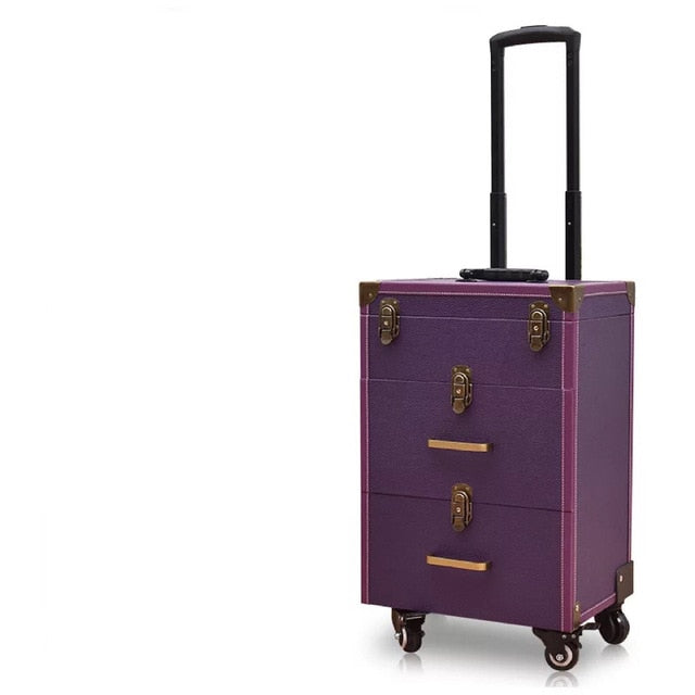 Makeup Trolley luggage box Women cosmetic bag on wheels Nail tattoo Trolley Case suitcase multifunctional beauty case Toolbox
